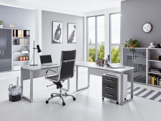 Arbeitszimmer TABOR PRO 1 in lichtgrau / anthrazit Hochglanz