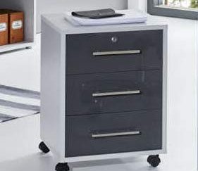 Rollcontainer TABOR in lichtgrau / anthrazit Hochglanz