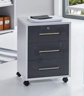 Rollcontainer TABOR in lichtgrau / anthrazit Hochglanz