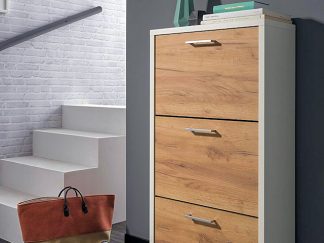 Schuhschrank FULDA 3 in weiß / Honigeiche Nb.