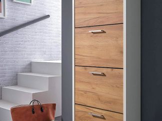 Schuhkipper FULDA 4 in weiß / Honigeiche