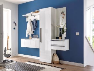 Garderobe NEW VISION in weiß / Hochglanz